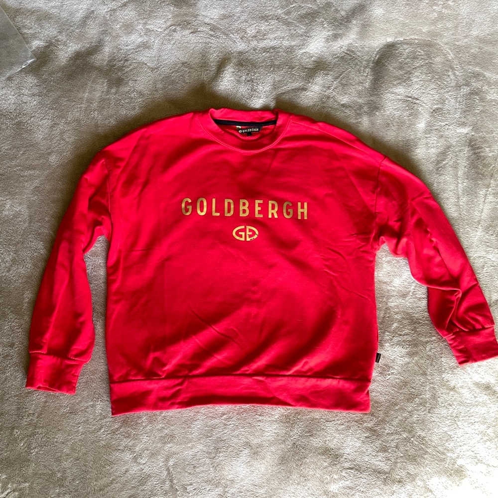 Goldbergh Bright Red Crewneck Sweatshirt with Gold Logo